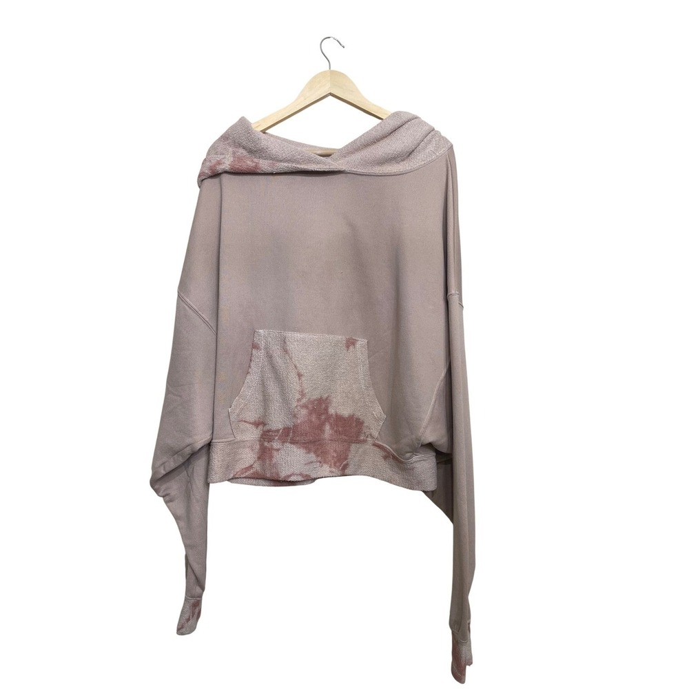 Maronie Womens Cropped Hoodie Mauve Purple Tie Dye Acid Wash MHD14185 Size M